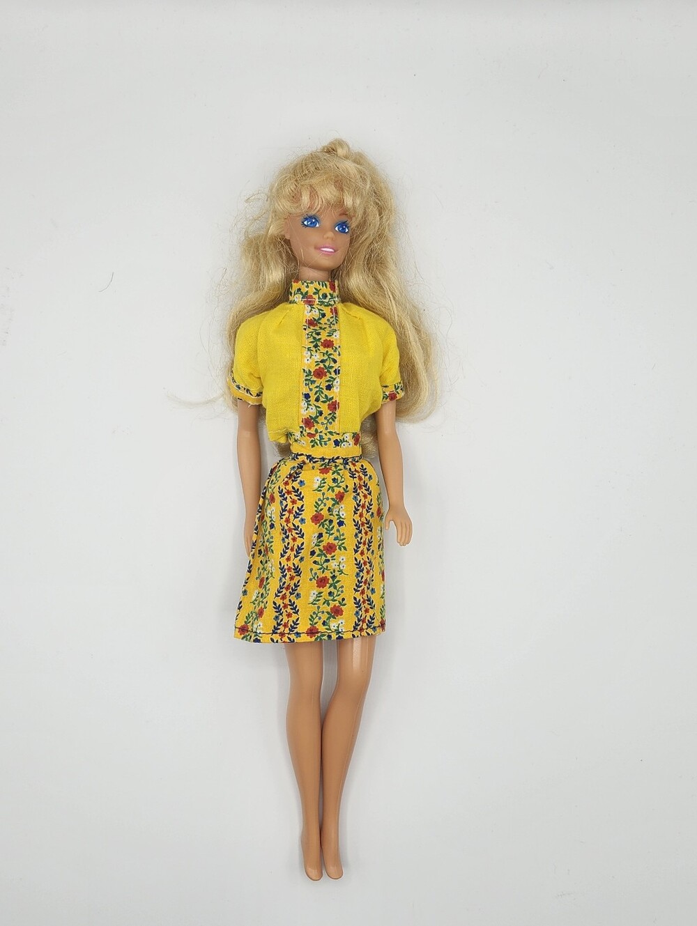 Vintage Barbie Twist N Turn Body Yellow Floral Outfit